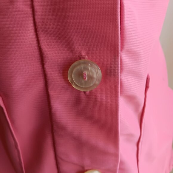 Women's Small Vintage Beautician Blouse Pink 1960's Acetate Mod Stewardess Tunic - Picture 6 of 8